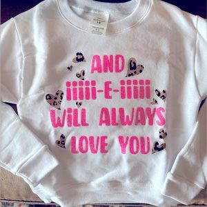 Whitney Houston fun lyric white sweatshirt size 3/4T.